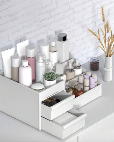 1pc Drawer Organizer Box For Files, Stationeries, Makeups, Lipsticks, Brushes, Lotions, Eye Shadows, Nail Polishes And Jewelries, For Desk, Bathroom, Vanity, Gift For Valentine's Day