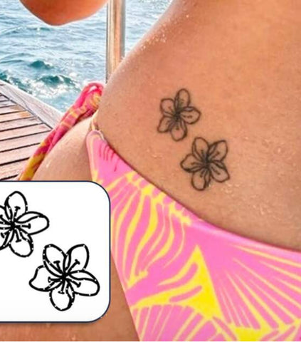 1 Kit "Detailed Frangipani" Revolutionary Technology Tattoos, Semi-Permanent Tattoos, Flower, Temporary Tattoos, Long Lasting, Women Fake Tattoos, Water-Resistant, Authentic Tattoo Look, Plant-Based, Present MNF085