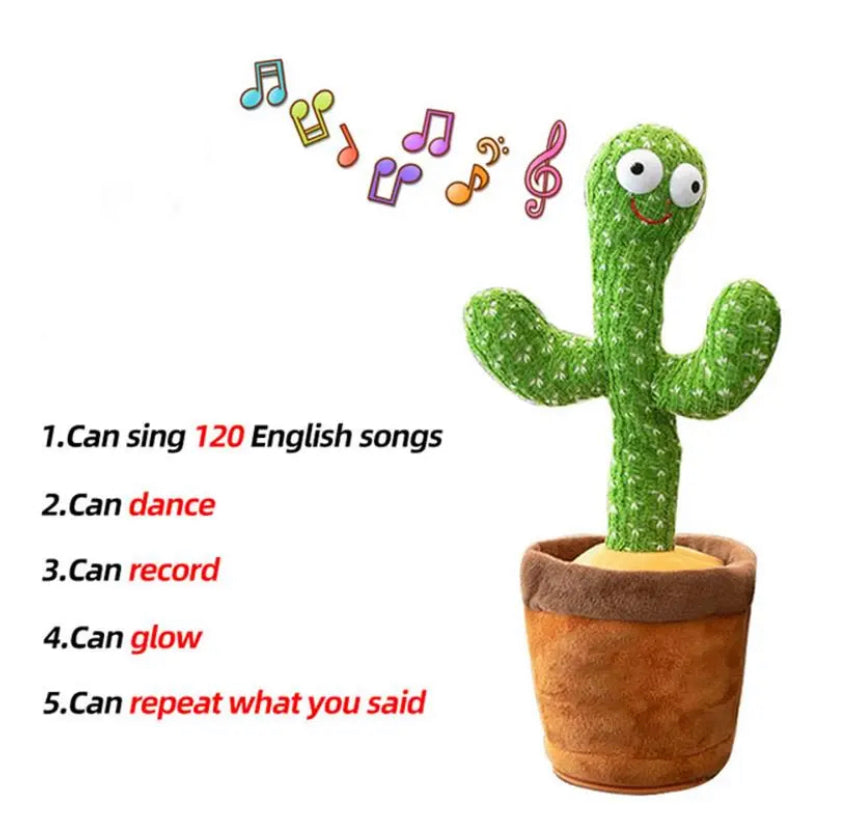 Dancing Cactus Repeat Talking Toy Song Speaker Wriggle Dancing Sing Toy Talk Plushie Stuffed Toys for Baby Adult Toys