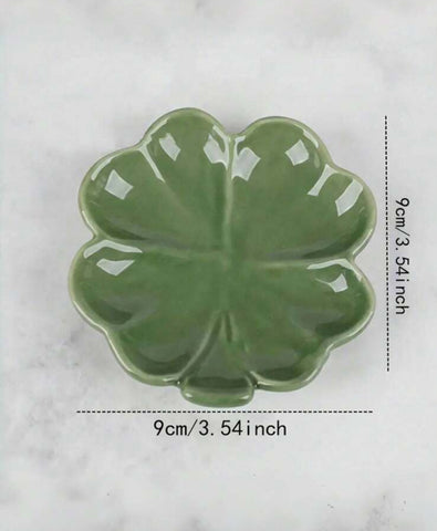 Ceramic Jewelry Tray With Floral Design, Tabletop Multipurpose Organizer For Cosmetics And Accessories, Nordic Style Clover Leaf And Leaf Shaped Storage Box For Engagement, Wedding, Birthday Gifts - 1pc, Jewelry Trays Gifts For Women