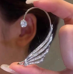 2024 Fashion Crystal Leaf Elf Ear Cuff for Women Sparkling Zircon Crystal Without Piercing Clip Earrings Wedding Jewelry Gift