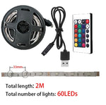 2M LED Light String 60 Leds Computer Desk DIY Backlight 24 Key Remote Control 5050 Multicolor Tape Home Decoration Light Bar