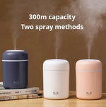 USB Cool Mist Sprayer Portable 300ml Electric Air Humidifier Aroma Oil Diffuser with Colorful Night Light for Home Car