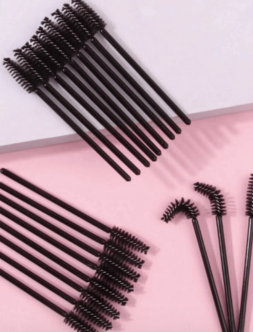 20pcs/50pcs Disposable Eyelash Brushes, Mascara Wands, Eye Lash Brush, Spoolies For Eyelash Extensions, Spoolie Eyebrow Eyeshadow Brow Makeup Supplies Kit Cleansing Glitter Applicator Tool Accessories