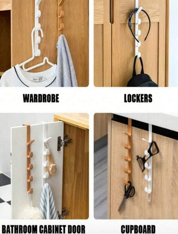 1pc Bedroom Door Hanger Rack, Dormitory Wardrobe Hook For Hanging Clothes, Bags, Hats, Wall-Mounted Plastic Storage Organizer, Multi-Function Home Decor Accessory, Adhesive Hooks, Towel Hanger Rack, Bedroom Wall Deco, Hangers, Hooks, Hanger, Back To Schoo