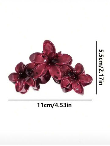 1/2Pcs Elegant Burgundy Floral Shark Claw Cute Daisy Clip Sweet Ponytail Clip Stylish Hair Clip For Party