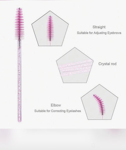 Elisel 100pcs Disposable Mascara Brushes With Container, Mascara Wands Makeup Brushes Applicators Kits For Eyelash Extensions And Eyebrow Brush (Crystal Pink)