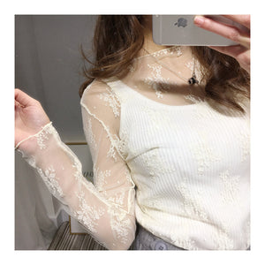 Sexy Mesh Transparent Blouses Tops Clothing Long Sleeve Net Build  Jacket