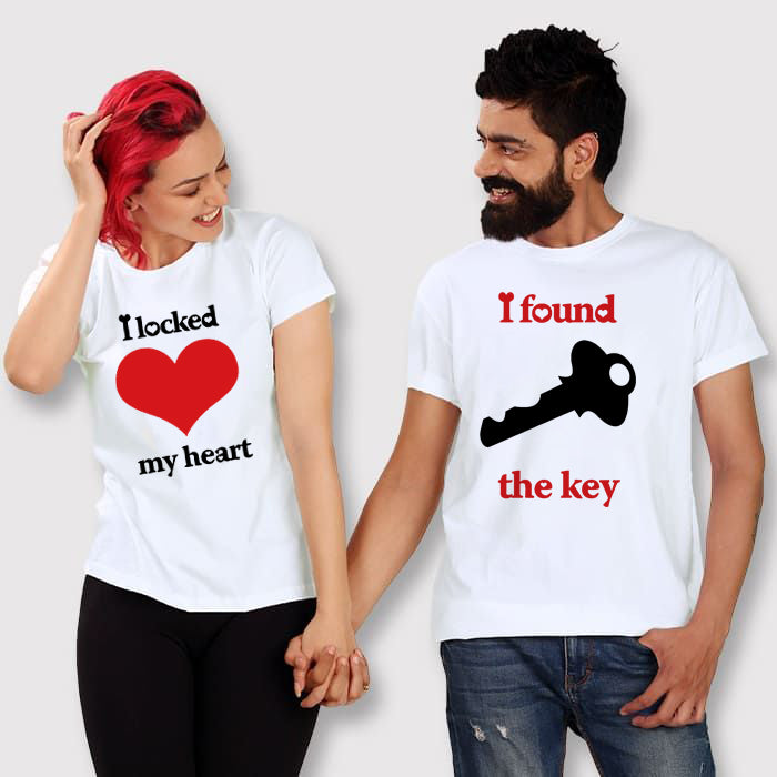 I Locked My Heart I Found The Key Lovers Couple Tshirt Summer Casual Tshirt Couple Tops