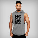 Gyms Clothing Mens Body building Hooded Tank Top Cotton Sleeveless Tops Male