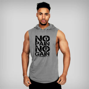 Gyms Clothing Mens Body building Hooded Tank Top Cotton Sleeveless Tops Male