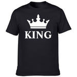 KING QUEEN Crown Printed Black White T shirts Summer Casual O-neck Short Sleeve Tees Couple Lovers tshirt