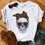 Women T-shirt  Skull Deer Turban T-shirt Clothes Short Sleeve Graphic T-shirt Tops