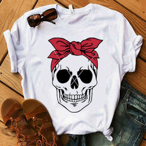 Women T-shirt  Skull Deer Turban T-shirt Clothes Short Sleeve Graphic T-shirt Tops