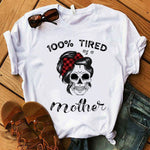 Women T-shirt  Skull Deer Turban T-shirt Clothes Short Sleeve Graphic T-shirt Tops