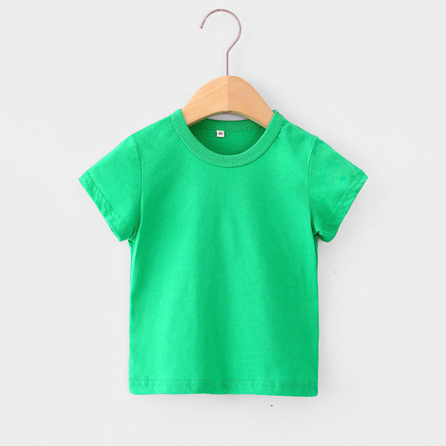 16 Colors Solid Children T-shirt for Boys Girls Cotton Summer Kids Tops Tees Baby Kids Tshirts