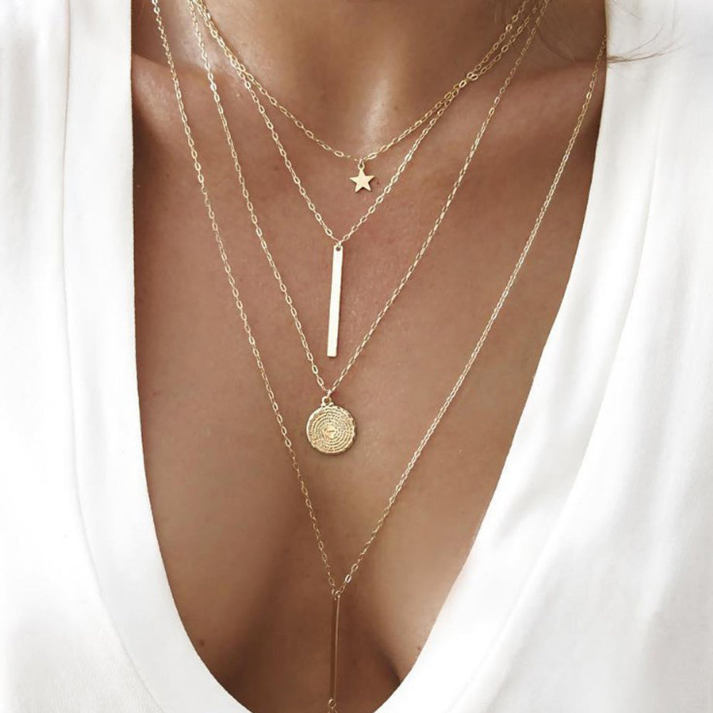 Bohemian Long Pendant Necklaces Gold Star Jewelry For Women Gift