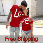 Summer Couple LOVE Printed Clothes Couple Tshirt Casual Cotton Short Sleeve Tees Couple Top