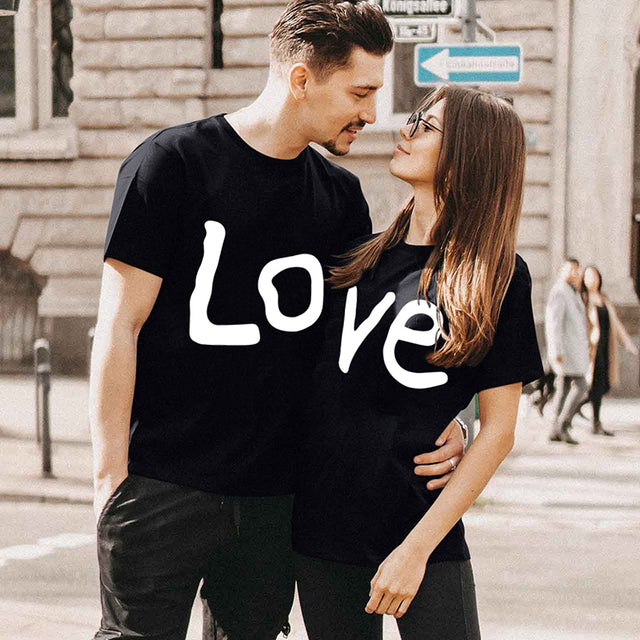 Summer Couple LOVE Printed Clothes Couple Tshirt Casual Cotton Short Sleeve Tees Couple Top