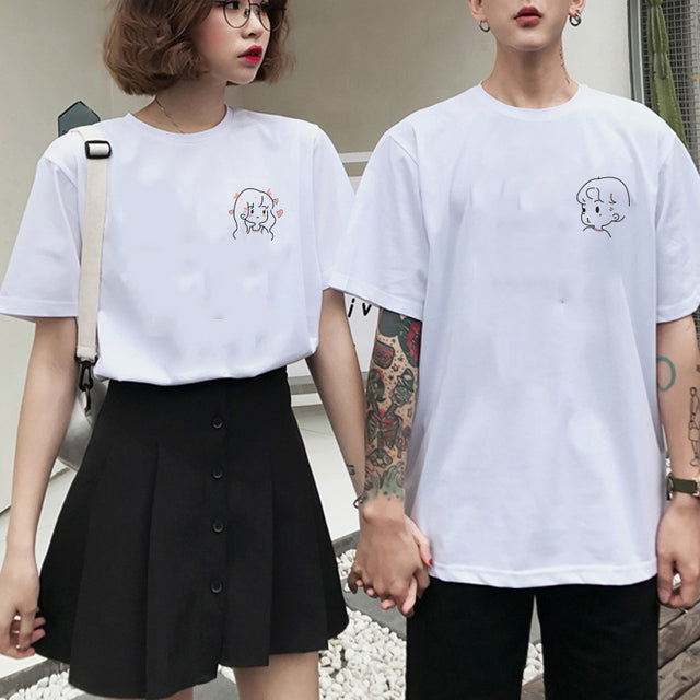 Summer Couple LOVE Printed Clothes Couple Tshirt Casual Cotton Short Sleeve Tees Couple Top