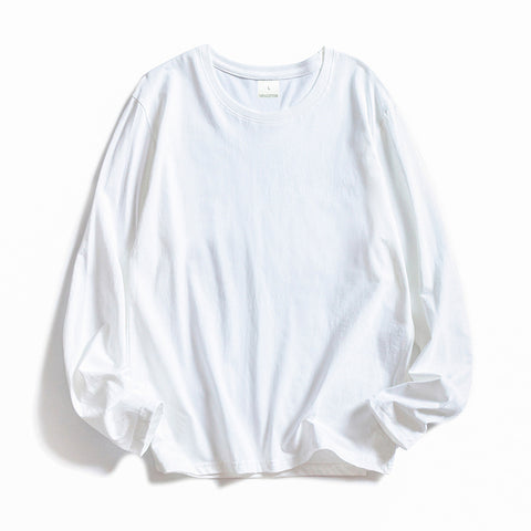 Women O-neck Long Sleeve T shirts Lady White Cotton Tops Female Soft Casual Tees