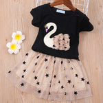 Girl Clothes Set Summer Children Bow Lace Sling T-shirt+ Striped Short Pants Sets Kids Sleeveless Clothing