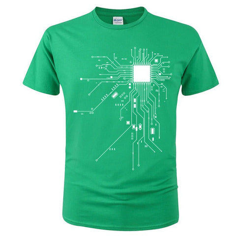 CPU Processor Circuit Diagram T Shirt Men Summer Cotton T-shirt Men