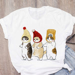 Women T-shirt Cute Cat Funny Cartoon T-shirt Graphic T-shirt Aesthetic Top Tee Female