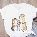 Women T-shirt Cute Cat Funny Cartoon T-shirt Graphic T-shirt Aesthetic Top Tee Female