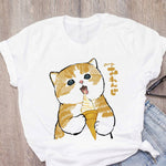 Women T-shirt Cute Cat Funny Cartoon T-shirt Graphic T-shirt Aesthetic Top Tee Female