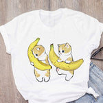 Women T-shirt Cute Cat Funny Cartoon T-shirt Graphic T-shirt Aesthetic Top Tee Female