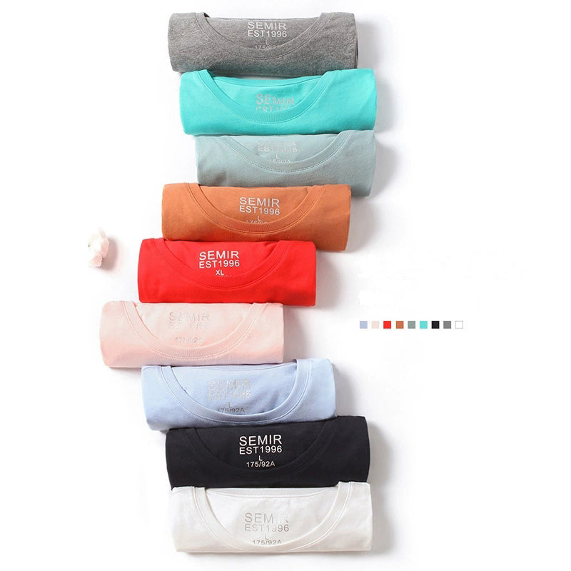 summer cotton T shirts men simple o neck stretch solid new tops clothing casual