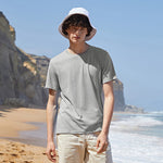 summer cotton T shirts men simple o neck stretch solid new tops clothing casual