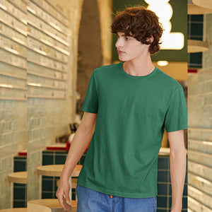 summer cotton T shirts men simple o neck stretch solid new tops clothing casual