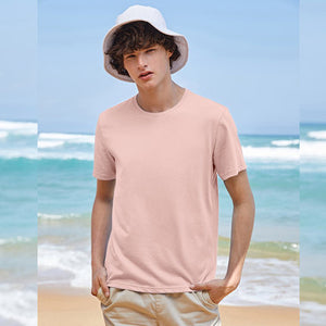 summer cotton T shirts men simple o neck stretch solid new tops clothing casual