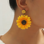 Sunflower Flower Resin Earrings