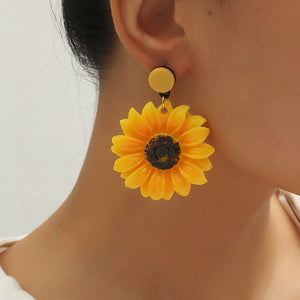 Sunflower Flower Resin Earrings