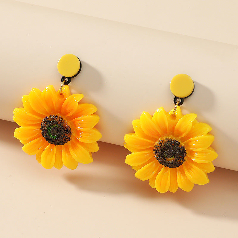 Sunflower Flower Resin Earrings