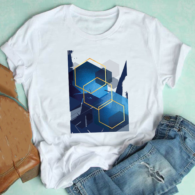 Women Short Sleeve Casual Graphic T-shirt