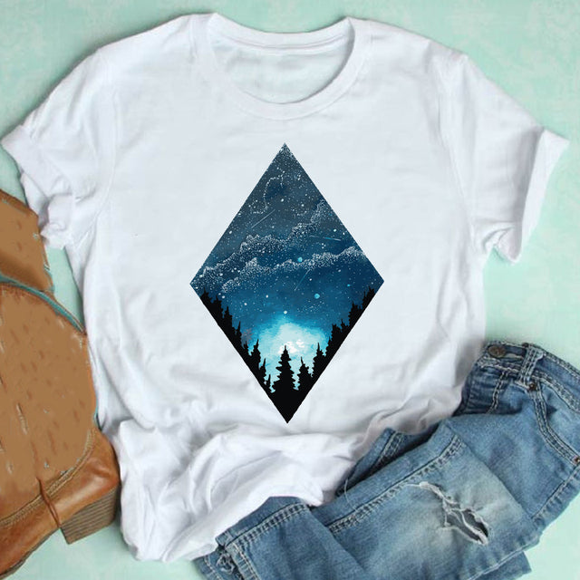 Women Short Sleeve Casual Graphic T-shirt