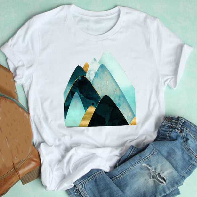 Women Short Sleeve Casual Graphic T-shirt