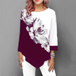 Summer Sleeve Print T-Shirts Irregular Women Clothing Fashion Casual Loose Tee Shirt Tops