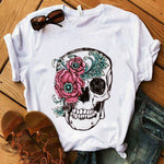 Women T-shirt  Skull Deer Turban T-shirt Clothes Short Sleeve Graphic T-shirt Tops