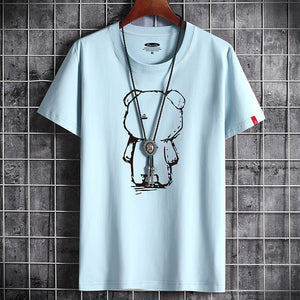 T Shirt for Men Clothing Fitness White O Neck Anime Man T-shirt For Male