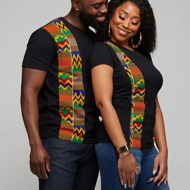 Couple Clothes Summer T Shirt Women African Print Ethnic T-shirt O-neck Short Sleeve For Women Men