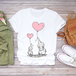 Women T Shirt Feather Print Summer Short Sleeve Fashion Lady T-Shirts Top Tee