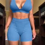 2PCS/Set Sexy Women Sleeveless Strap Bra Bustiers Tank Tops High Waist Shorts Pants Trousers Summer