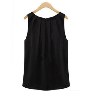 New Summer Blouse Fashion Sleeveless Round Neck Chiffon Blouse