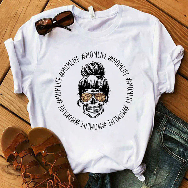 Women T-shirt  Skull Deer Turban T-shirt Clothes Short Sleeve Graphic T-shirt Tops