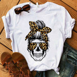 Women T-shirt  Skull Deer Turban T-shirt Clothes Short Sleeve Graphic T-shirt Tops